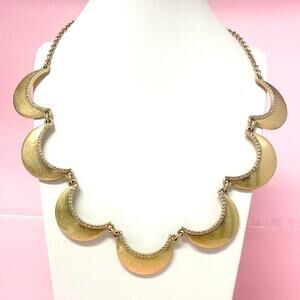 J Crew Gold Tone Medals Necklace with Rhinestones